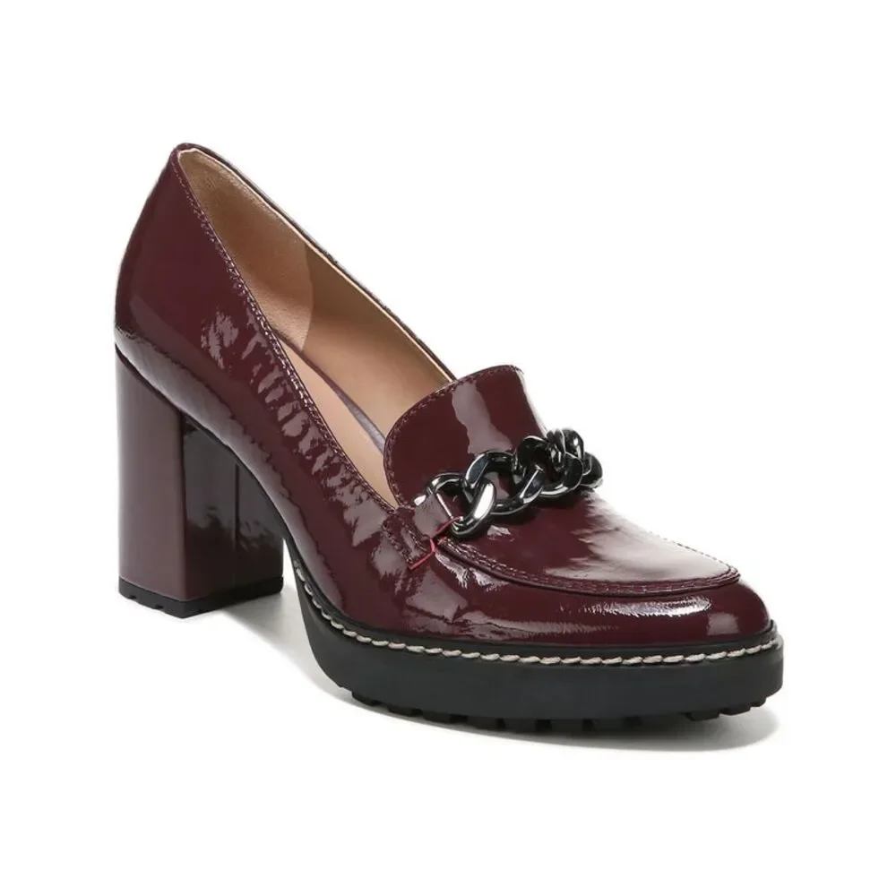 NATURALIZER Womens Burgundy Chain Callie-moc Almond Heeled Loafers 10 M